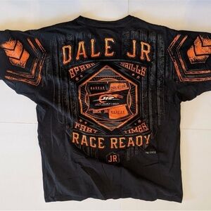 Dale Jr Black and Orange Racing Short Sleeve Tee